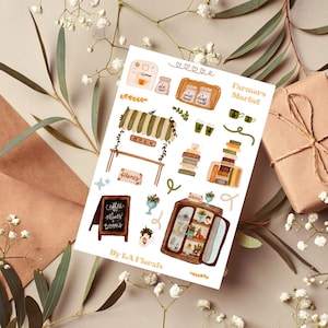 Farmers market sticker sheet for journals and planner sticker sheet