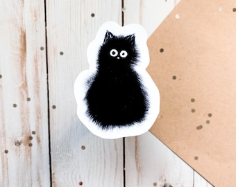 Black cat vinyl sticker for laptop and water bottles, black cat Halloween sticker, peeking cat sticker, cat laptop decals, cat lover gift