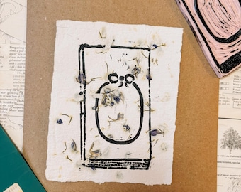LIMITED - Hand-stamped Prints on Handmade Floral Paper