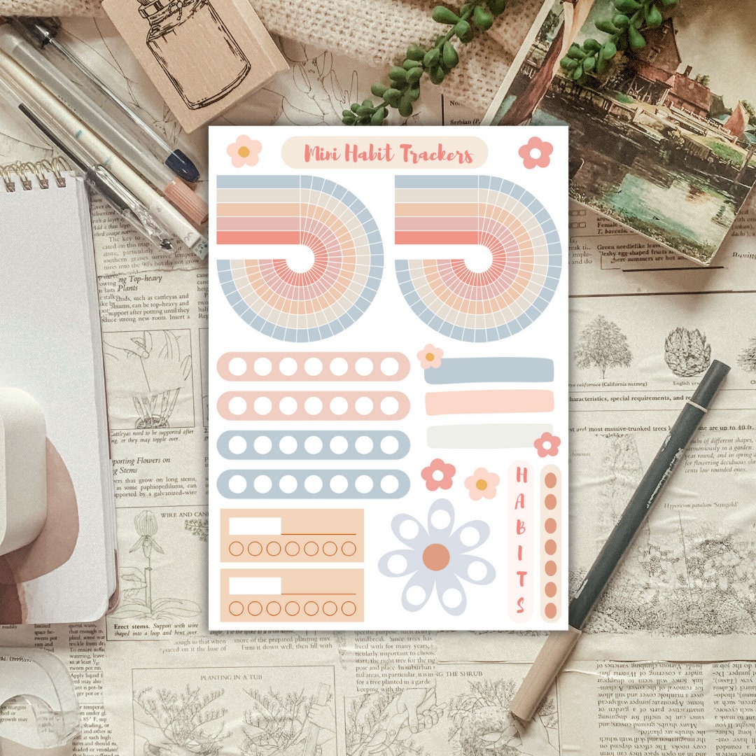 Pastel Habit Tracker Sticker Sheet for Journals & Planner Deco Sticker ...