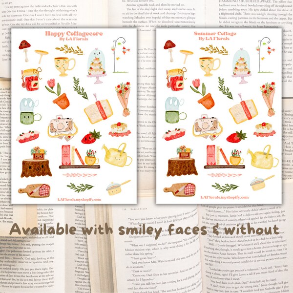 Cute Cottagecore Aesthetic Sticker Sheet for Journals and Planners Sticker Sheet