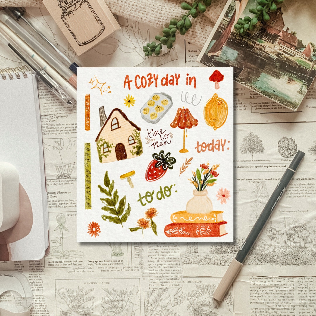 Cozy Day in Sticker Sheet for Journals and Planners Deco Sticker Sheet ...