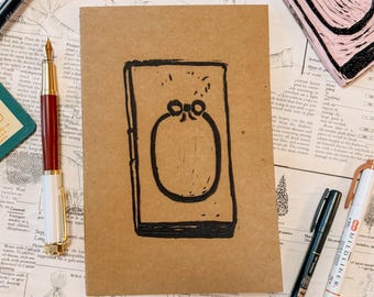 Large Hand-stamped Notebook (8.3x5.5in) lined notebook for journaling