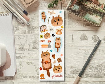 Cute Otter Sticker Sheet for Journals and planners deco sticker sheet for planning, aesthetic cottagecore sticker sheet