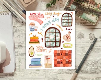 Snowy Cozy Day (from 2024 Christmas Advent) Sticker Sheet for planners and journals deco