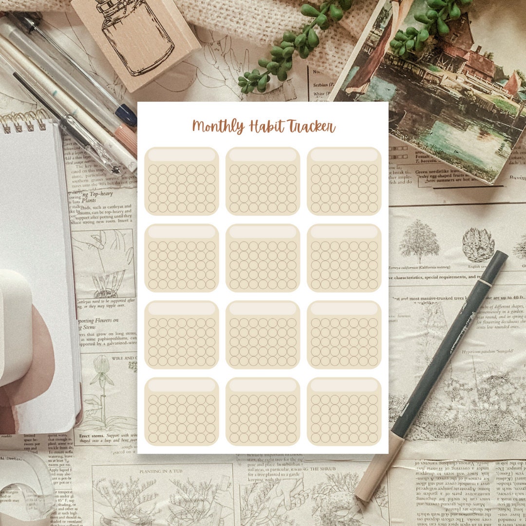 Monthly Habit Tracker Sticker Aesthetic Sticker Sheet for Planners and ...