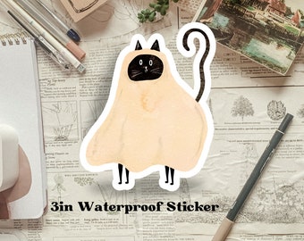 Ghost Black Cat 3in Laminated Waterproof Sticker