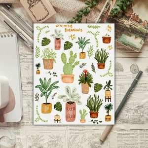 Whimsical Botanicals Sticker Sheet for Journals and planners sticker sheet for planning, aesthetic cottagecore sticker sheet, planner deco