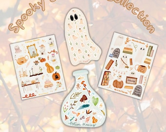 Bundle of 4 sticker sheets of Spooky sticker sheet for journals and planner sticker sheet