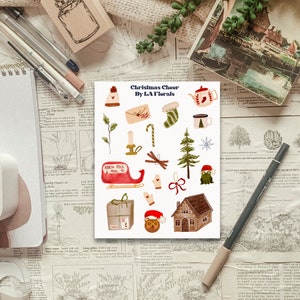 Sticker sheet - Cheery Cottagecore Christmas Sticker Sheet for Journals and Planners Sticker Sheet for Winter and Christmas