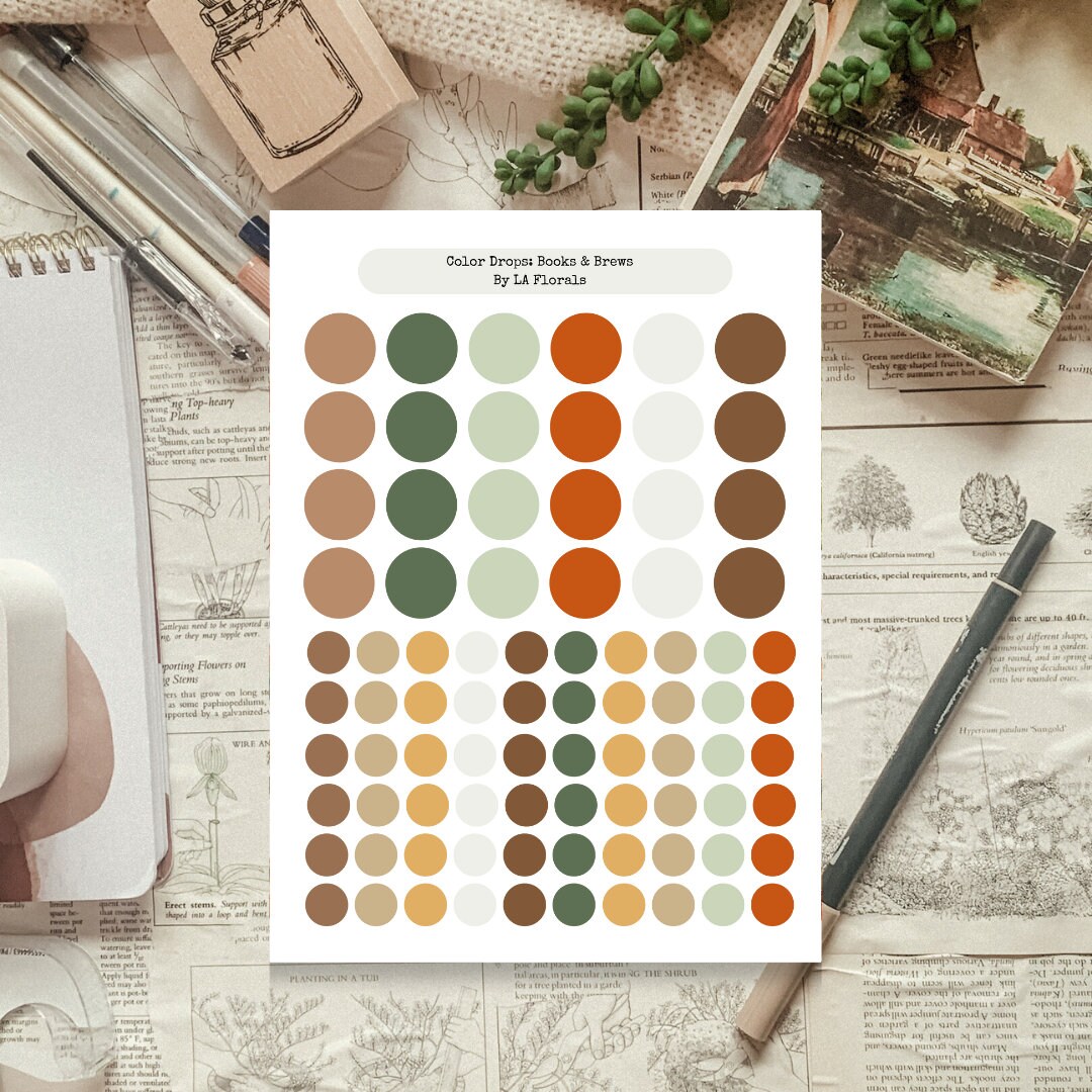 Books & Brews Color Dots Aesthetic Sticker Sheet for Planners and ...