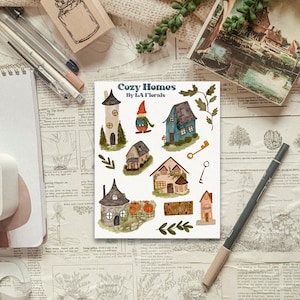 Sticker Sheet - Cozy Homes Sticker Sheet for Journals and Planners Sticker Sheet for Fall and Autumn