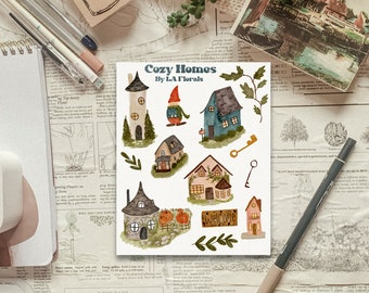 Sticker Sheet - Cozy Homes Sticker Sheet for Journals and Planners Sticker Sheet for Fall and Autumn