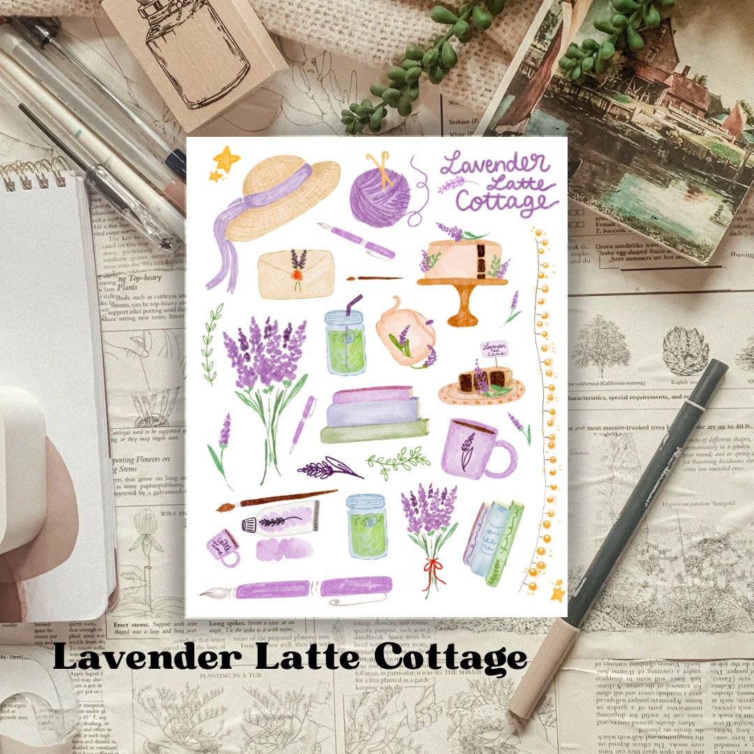 Lavender Latte Cottage Sheet for Journals and Planners Deco Sticker ...