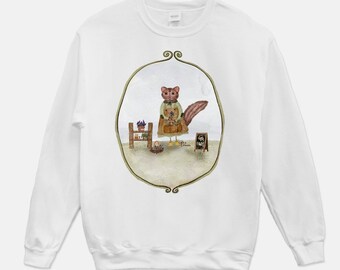 Winnipeg the Chipmunk Sweater, Gildan 18000 white sweater