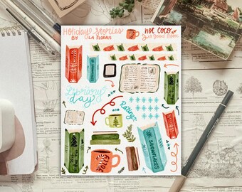 Holiday Stories & Books (from 2024 Christmas Advent) Sticker Sheet for planners and journals deco