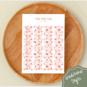 Floral Fold Over Tabs Sticker Sheet for Planners and Journaling | Aesthetic Sticker Sheet | Bujo Sticker Sheet | Tabs for Planners | DIY Tab