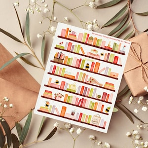 Bookshelf Washi Sticker Sheet Aesthetic Sticker Sheet for Journals and Planners Sticker Sheet