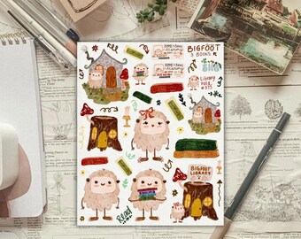 Bigfoot & Books Sticker Sheet for Planners and Journals
