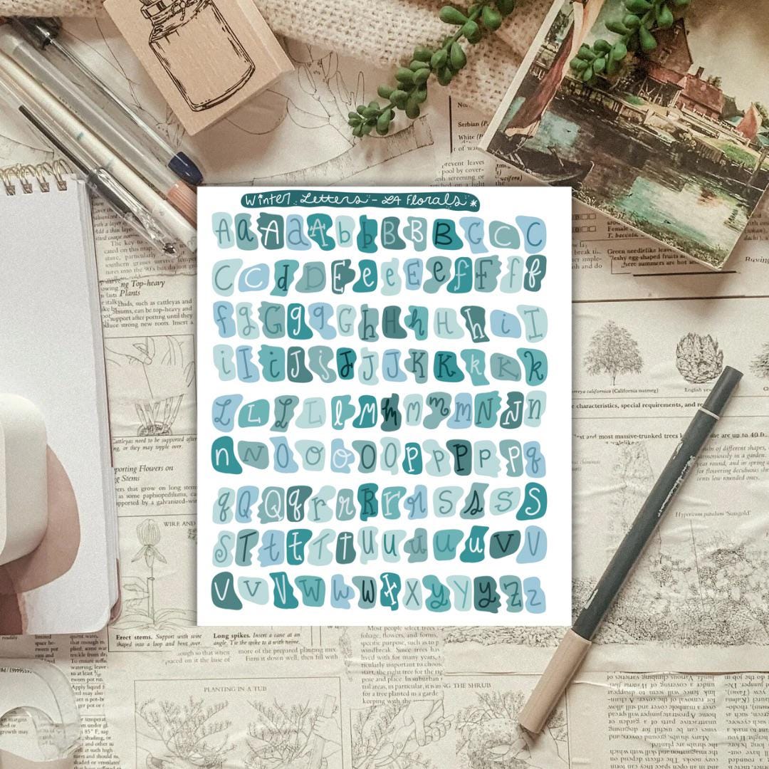 Blue & Cool Tone Ransom Note Letters Sticker Sheet for Planners and ...