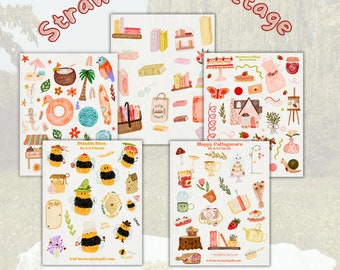 Bundle of 5 sticker sheets Aesthetic Sticker Sheet Bundle for Journals and Planners Sticker Sheet