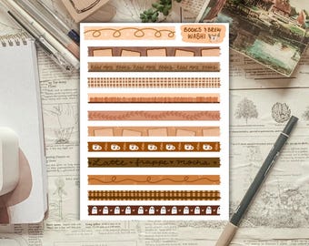 Books & Brews Washi Sticker Sheet for Planners and Journals