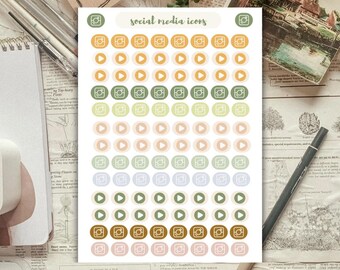 Social Media Trackers Sticker Sheet for Planners and Journals