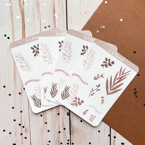 Botanical deco sticker sheet, planner stickers, scrapbook stickers, bullet journal stickers, minimalist watercolor leaf sticker sheet, boho