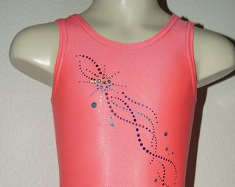 Girls Sparkle Gymnastics Leotard | Peach Bling