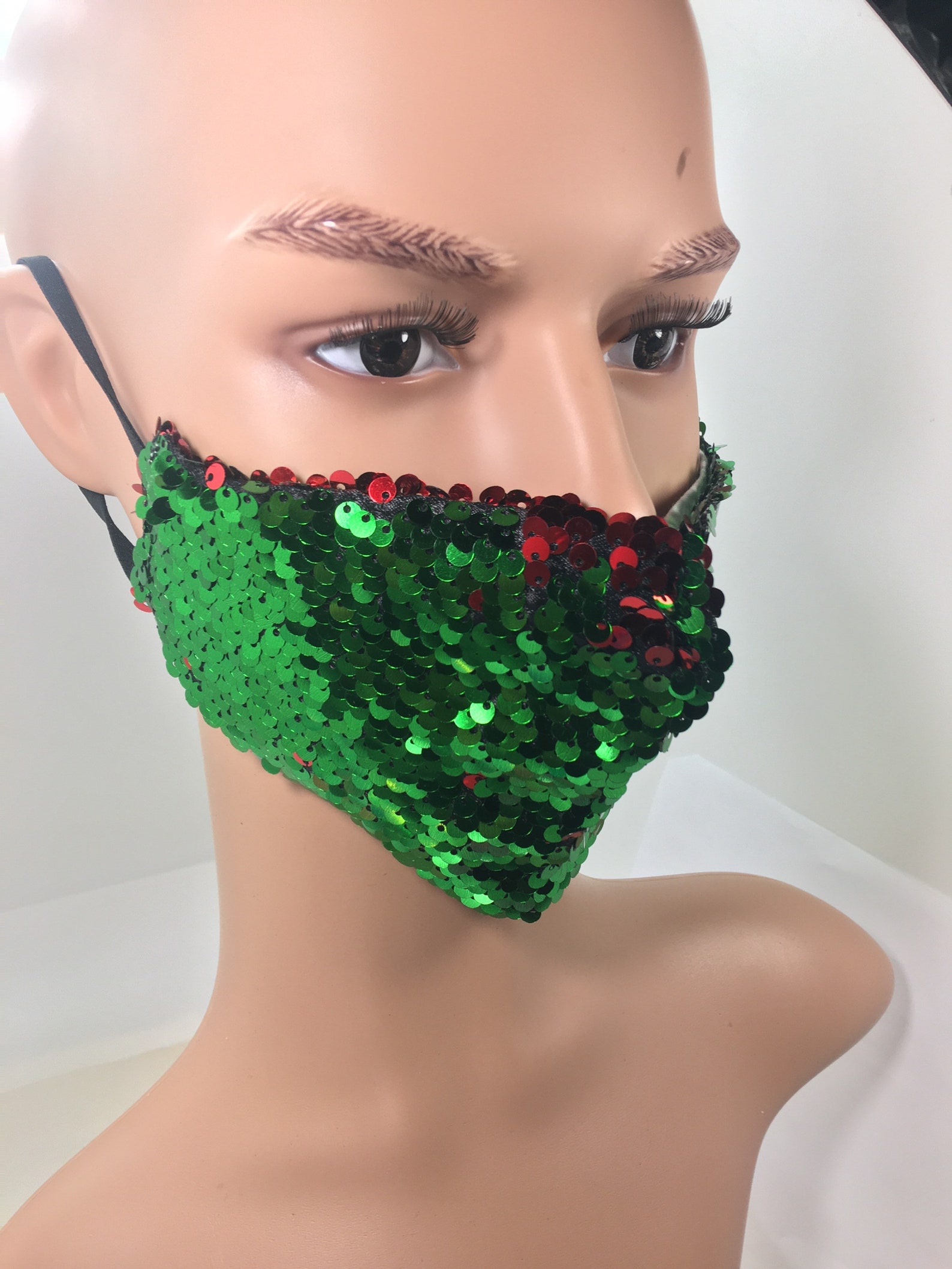 Emerald Green Sequin Face Mask Lightweight Reusable Fabric Etsy