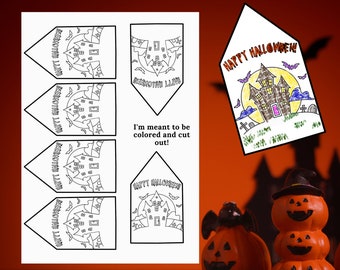 Kleur MIJ! Halloween Treat Bag Tag, Kids Halloween Tags, Kids Color Me Tag, Halloween Tag voor cadeaus en lekkernijen