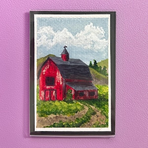Mini Magnetic Art | Tiny Hand-Painted Originals in Acrylic Frames | Fridge Art Gifts | Tiny Watercolor or Acrylic Paintings