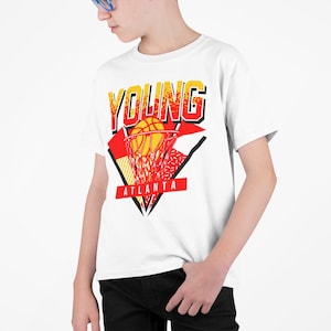Atlanta Retro Basketball Kids Heavy Cotton Tee Shirt