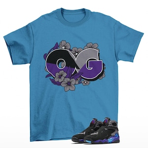 Floral OG Sneaker Shirt Aqua to Match Jordan 8 Aqua Retro