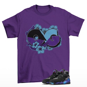 OG Floral Sneaker Shirt Purple to Match Jordan 8 Aqua Retro
