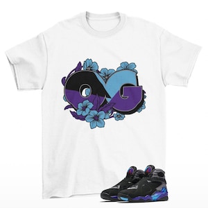 Floral OG Sneaker Shirt White to Match Jordan 8 Aqua Retro