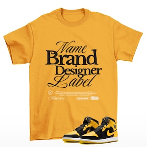Fashion Label Sneaker Shirt Yellow to Match Jordan 1 Mid New Love