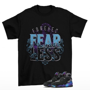 Fearless Sneaker Shirt Black to Match Jordan 8 Aqua Retro