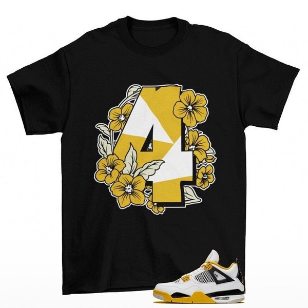 Retro Floral Jordan 4 Vivid Sulfur Woman's Sneaker Matching Tee Shirt