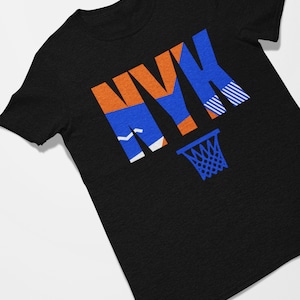 New York Basketball Retro Sports Letters Tee Shirt Black