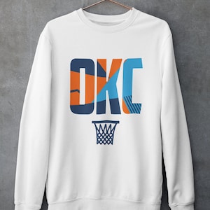 Oklahoma City Basketball Retro Sports Letters White Crewneck Sweatshirt