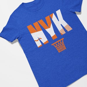 New York Basketball Retro Sports Letters Tee Shirt Blue