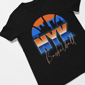 Maglietta con skyline cromato retrò del basket di New York