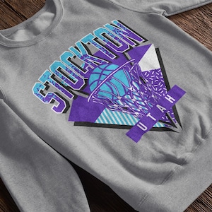 Bluza unisex Utah Basketball z lat 90. z okrągłym dekoltem Stockton