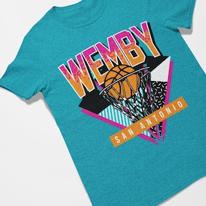 Wemby San Antonio Basketball Retro Tee Shirt Blue