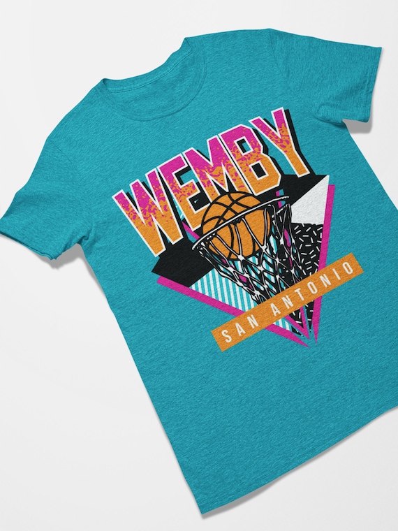 Wemby San Antonio Basketball Retro Tee Shirt Blue