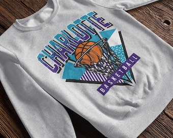 Charlotte Basketball 90s Throwback Crewneck Unisex Sweatshirt
