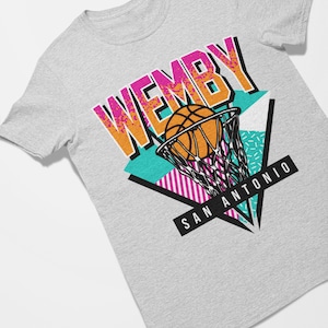 Wemby San Antonio Basketball Retro Tee Shirt Silver