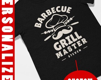 Grill Master Tee , BBQ-T-Shirt, personalisiertes Grill-Shirt, benutzerdefiniertes Kochen-Oberteil, Unisex-Jersey