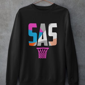 San Antonio Basketball Retro Sports Letters Black Crewneck Sweatshirt